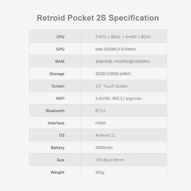 Retroid Pocket 2S Handheld Game Console