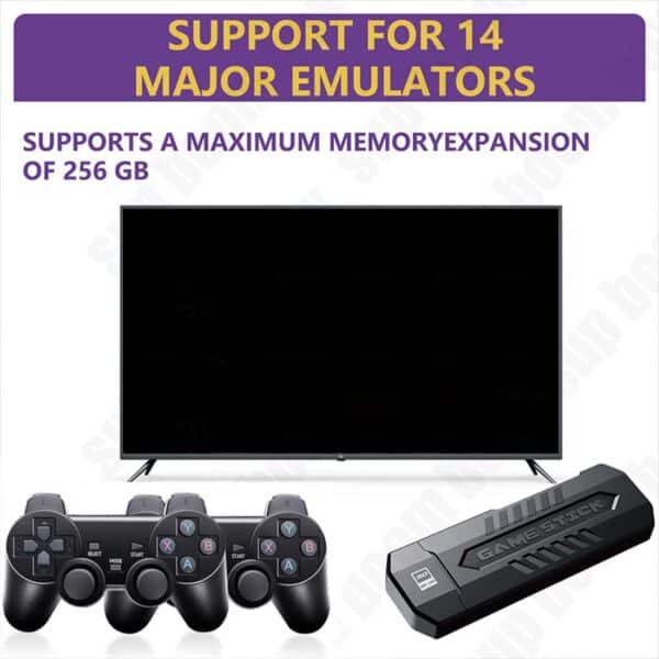 X2 Pro 4K Retro Game Stick HD Home Video Game Console with 2 Wireless Controllers